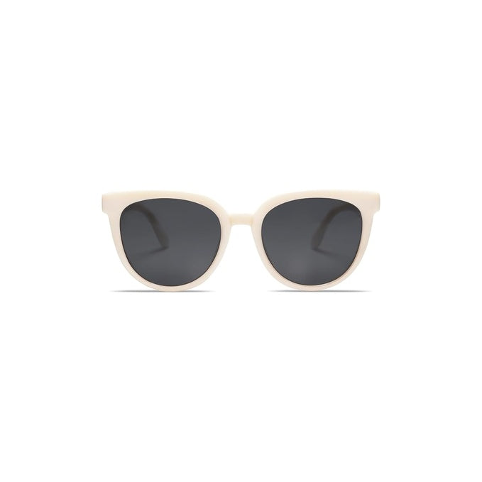 Ivory oversized square sunglasses with dark smoke lenses